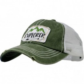 Baseball Caps Dad Hat Unisex Mesh Trucker Distressed Vintage Patch Baseball Cap - Explorer - Green - CK18QQQMS66 $15.96