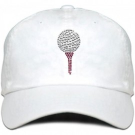 Baseball Caps Ladies Cap with Bling Rhinestone Design of Golf Ball and Tee - White - CY182WZUMO5 $28.17