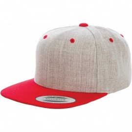 Baseball Caps Yupoong Premium Classic Snapback Hat - Flat Brim- Adjustable Ballcap w/Hat Liner - Heather/Red - C918GYZK0CU $2...