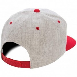 Baseball Caps Yupoong Premium Classic Snapback Hat - Flat Brim- Adjustable Ballcap w/Hat Liner - Heather/Red - C918GYZK0CU $1...