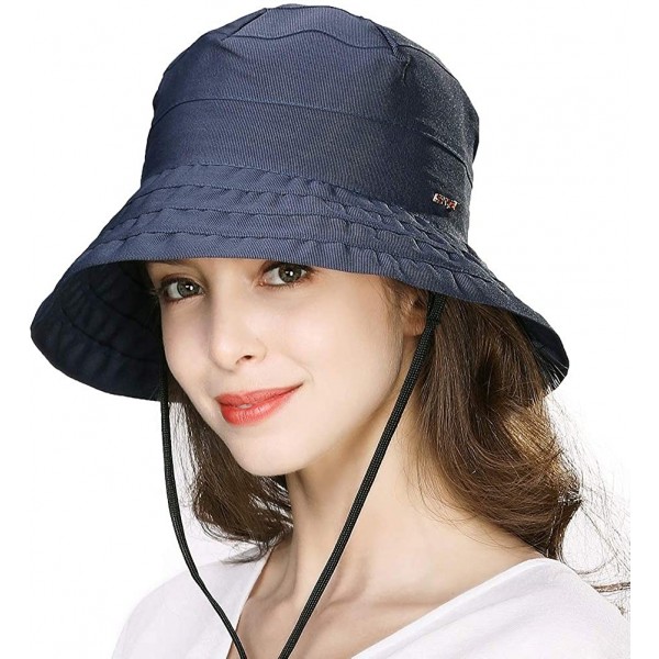 Bucket Hats Womens Floppy SPU 50 Outdoor Bucket Sun Hat Packable Chin Cord Fishing Travel Cap Summer Beach 55-57CM - C018ST4D...