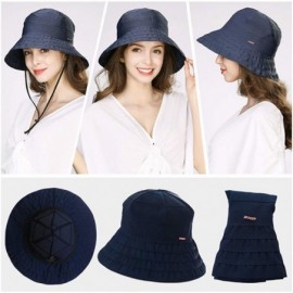 Bucket Hats Womens Floppy SPU 50 Outdoor Bucket Sun Hat Packable Chin Cord Fishing Travel Cap Summer Beach 55-57CM - C018ST4D...