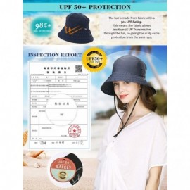 Bucket Hats Womens Floppy SPU 50 Outdoor Bucket Sun Hat Packable Chin Cord Fishing Travel Cap Summer Beach 55-57CM - C018ST4D...