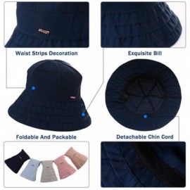 Bucket Hats Womens Floppy SPU 50 Outdoor Bucket Sun Hat Packable Chin Cord Fishing Travel Cap Summer Beach 55-57CM - C018ST4D...