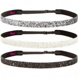 Headbands Women's Adjustable NO SLIP Bling Glitter Headband Mixed Pack (Black/White/Gunmetal) - CA11MPN8IGF $15.28