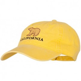 Baseball Caps California with Bear Embroidered Washed Cap - Bright Yellow - CZ18A8IYCGH $20.44