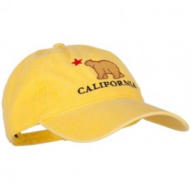 Baseball Caps California with Bear Embroidered Washed Cap - Bright Yellow - CZ18A8IYCGH $20.44