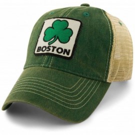 Baseball Caps Boston Shamrock Patch Dirty Water Mesh Trucker Hat - Green - C417YDA4RE3 $58.47