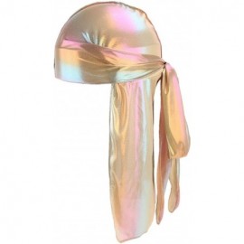 Skullies & Beanies Unisex Long Silk Bandana Turban Hat Wigs Doo Durag Biker Hair Headwrap Cap Pirate Cap 360 Waves - Gold - C...