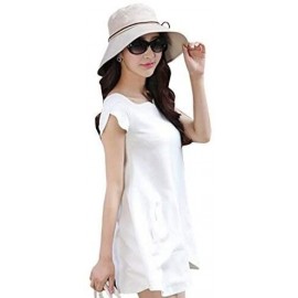 Sun Hats Women Anti-UV Sunhat Summer Foldable Bowknot Sunshade Hat Bucket Hat - Khaki - CK12GIKJCCJ $19.32