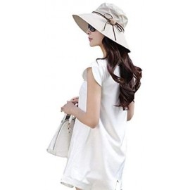 Sun Hats Women Anti-UV Sunhat Summer Foldable Bowknot Sunshade Hat Bucket Hat - Khaki - CK12GIKJCCJ $19.32