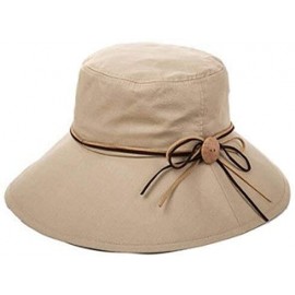 Sun Hats Women Anti-UV Sunhat Summer Foldable Bowknot Sunshade Hat Bucket Hat - Khaki - CK12GIKJCCJ $19.32