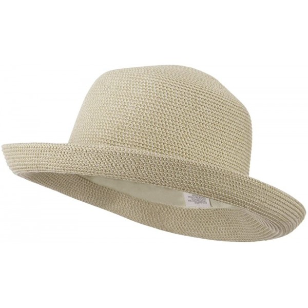 Sun Hats UPF 50+ Tweed Cotton Paper Braid Medium Kettle Brim Hat - OSFM - White Tweed - CX11E8U66LH $25.53