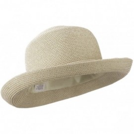 Sun Hats UPF 50+ Tweed Cotton Paper Braid Medium Kettle Brim Hat - OSFM - White Tweed - CX11E8U66LH $25.53