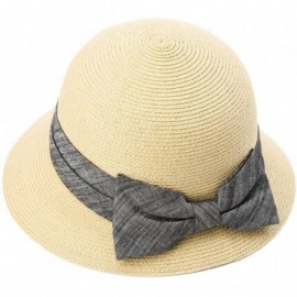 Sun Hats Womens UPF50 Foldable Summer Sun Beach Straw Hats Accessories Wide Brim - 89316_beige - CG17XXKRC2N $14.34