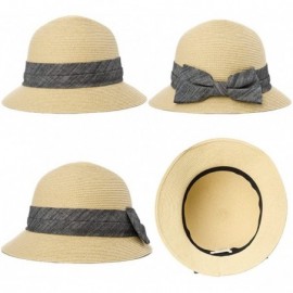 Sun Hats Womens UPF50 Foldable Summer Sun Beach Straw Hats Accessories Wide Brim - 89316_beige - CG17XXKRC2N $14.34