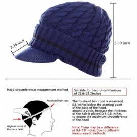 Skullies & Beanies Winter Visor Knit Hat Warm Beanie for Men Fleece Lined Skull Cap B321 - Navy - C418YZQNGSD $12.48