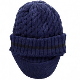 Skullies & Beanies Winter Visor Knit Hat Warm Beanie for Men Fleece Lined Skull Cap B321 - Navy - C418YZQNGSD $12.48