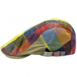 Newsboy Caps Men's Plaid Checkers Pattern Vintage Retro Flat Sun Cap - Orange - CE12MDGFDVL $15.49