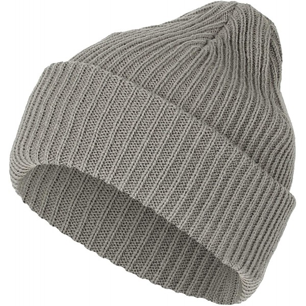 Ribbed Knit Beanie Winter Hat Slouchy Watch Cap GZ50019 - Grey ...