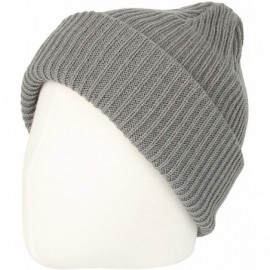 Skullies & Beanies Ribbed Knit Beanie Winter Hat Slouchy Watch Cap GZ50019 - Grey - C018KMGNZKY $17.46