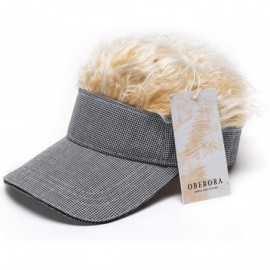 Visors Flair Hair Visor Sun Cap Wig Peaked Adjustable Baseball Hat with Spiked Hairs - Grid Golden - CV193URD7RM $17.74