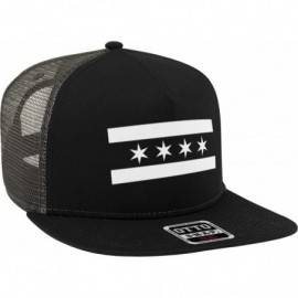 Baseball Caps Chicago Flag- Four Stars Snapback Trucker Hat - Black/Charcoal Grey - CQ18CCXD88U $11.40