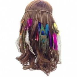 Headbands Women's Feather Braided Headbands Party Boho Tassels Hair Band Headwear - B - CR17Z44ZANU $12.20