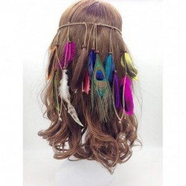 Headbands Women's Feather Braided Headbands Party Boho Tassels Hair Band Headwear - B - CR17Z44ZANU $12.20