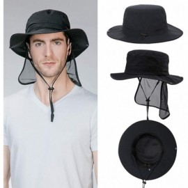 Sun Hats Unisex Outdoor UPF50+ Packable Boonie Hat w/Vented Crown&Lining Sunhat - 89025_black - CK17AYAY435 $14.05