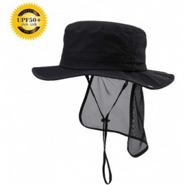 Sun Hats Unisex Outdoor UPF50+ Packable Boonie Hat w/Vented Crown&Lining Sunhat - 89025_black - CK17AYAY435 $14.05