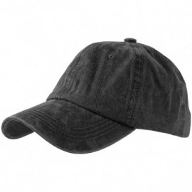Baseball Caps Unisex Stone Washed Cotton Baseball Cap Adjustable Size - Black - CR12NBZFX6C $13.39