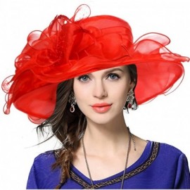 Sun Hats Women Church Derby Hats Tea Party Bridal Dress Wedding Hat - Red - C617YKRQX06 $50.41