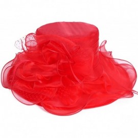 Sun Hats Women Church Derby Hats Tea Party Bridal Dress Wedding Hat - Red - C617YKRQX06 $22.41