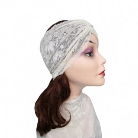 Headbands Stretch Headbands for Women Lace Headcovering for Women Lace Headwrap (Floral Ivory) - Floral Ivory - CZ198057CMS $...