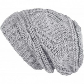 Skullies & Beanies Knit Slouchy Oversized Soft Warm Winter Beanie Hat - Light Gray - C812MRKZNJZ $10.36