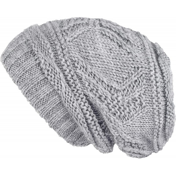 Skullies & Beanies Knit Slouchy Oversized Soft Warm Winter Beanie Hat - Light Gray - C812MRKZNJZ $10.36