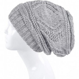 Skullies & Beanies Knit Slouchy Oversized Soft Warm Winter Beanie Hat - Light Gray - C812MRKZNJZ $10.36