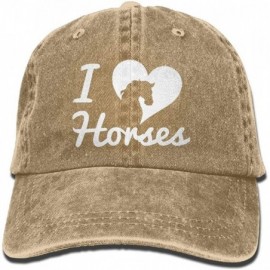Baseball Caps Unisex Baseball Cap Denim Fabric Hat I Love Horse Adjustable Snapback Peak Cap - Natural - CW18KSCGUK9 $16.86