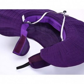 Sun Hats Women Wide Brim Sun Hats Foldable Summer Beach UV Protection Caps with Neck Cord - Purple - CO18RCZ8M4S $15.82