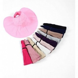 Sun Hats Women Wide Brim Sun Hats Foldable Summer Beach UV Protection Caps with Neck Cord - Purple - CO18RCZ8M4S $15.82