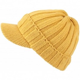 Skullies & Beanies Winter Ribbed Visor Knit Beanie Hat Warm Skully Baseball Cap SLQ1231 - Yellow - CI18ZA6WD3T $26.34