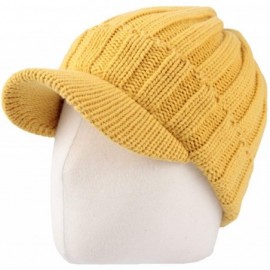 Skullies & Beanies Winter Ribbed Visor Knit Beanie Hat Warm Skully Baseball Cap SLQ1231 - Yellow - CI18ZA6WD3T $26.34