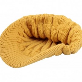 Skullies & Beanies Winter Ribbed Visor Knit Beanie Hat Warm Skully Baseball Cap SLQ1231 - Yellow - CI18ZA6WD3T $26.34
