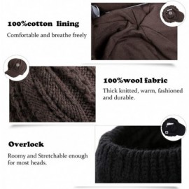 Newsboy Caps Wool Knitted Visor Beanie Winter Hat for Women Newsboy Cap Warm Soft Lined - 10120_black / Cotton Lined - CX18LD...