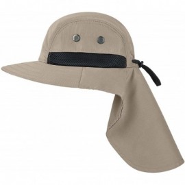 Sun Hats Outdoor Fishing Hat with Neck Flap Wide Brim Adjustable Safari Cap - Khaki - C918SL0K3ZU $26.46