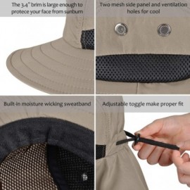 Sun Hats Outdoor Fishing Hat with Neck Flap Wide Brim Adjustable Safari Cap - Khaki - C918SL0K3ZU $11.09