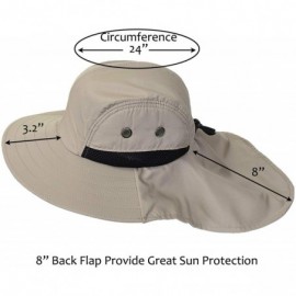 Sun Hats Outdoor Fishing Hat with Neck Flap Wide Brim Adjustable Safari Cap - Khaki - C918SL0K3ZU $11.09