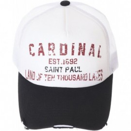 Baseball Caps Meshed Baseball Cap Vintage Trucker Hat Cardinal Lettering NCM1022 - White - CZ18E5CS4KE $21.44