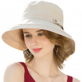 Sun Hats Womens Cotton Wide Brim Sun Hats UPF50 UV Packable Beach Hat Summer Bucket Cap for Travel - CZ18QH50AY2 $13.95